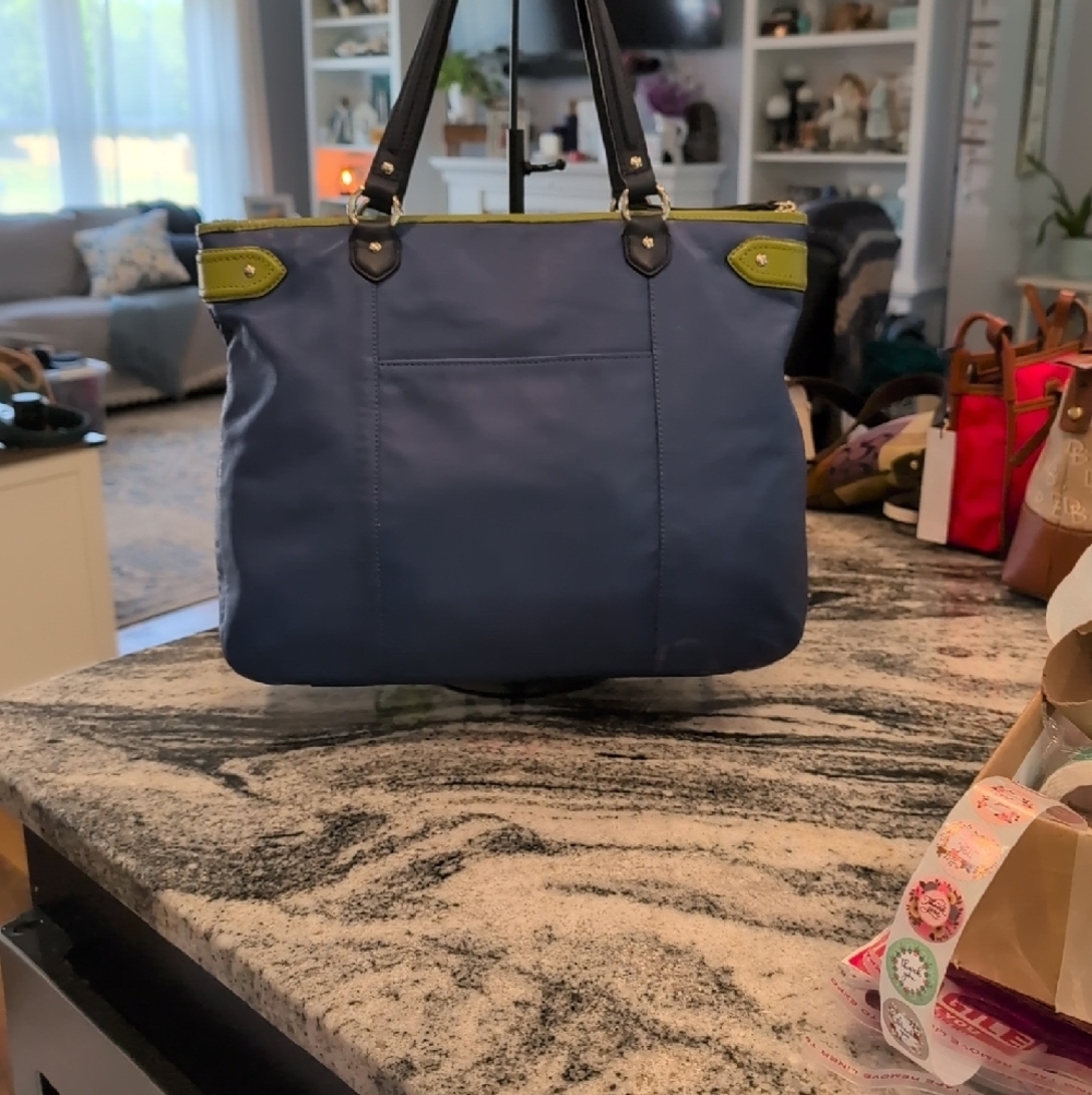 Coach Daisy Emma Spectator Leather Blue Navy Green Accents Shoulder Tote - Picture 7 of 10